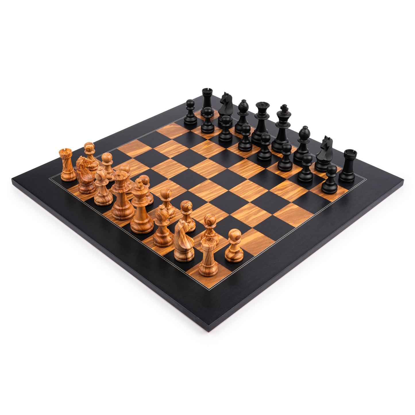 Ferrer Deluxe Olive Black Chess Set