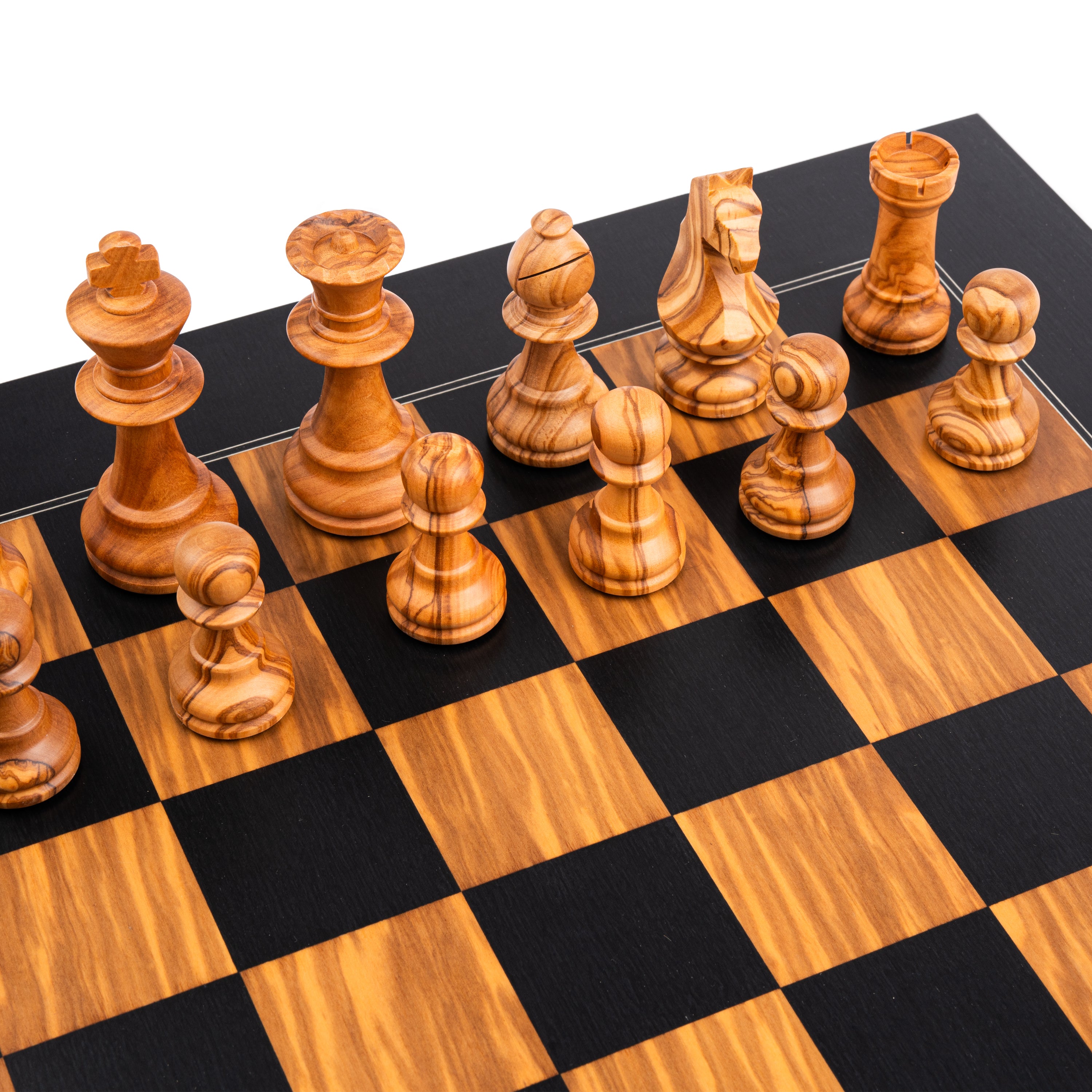 Ferrer Deluxe Olive Black Chess Set
