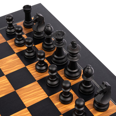 Ferrer Deluxe Olive Black Chess Set